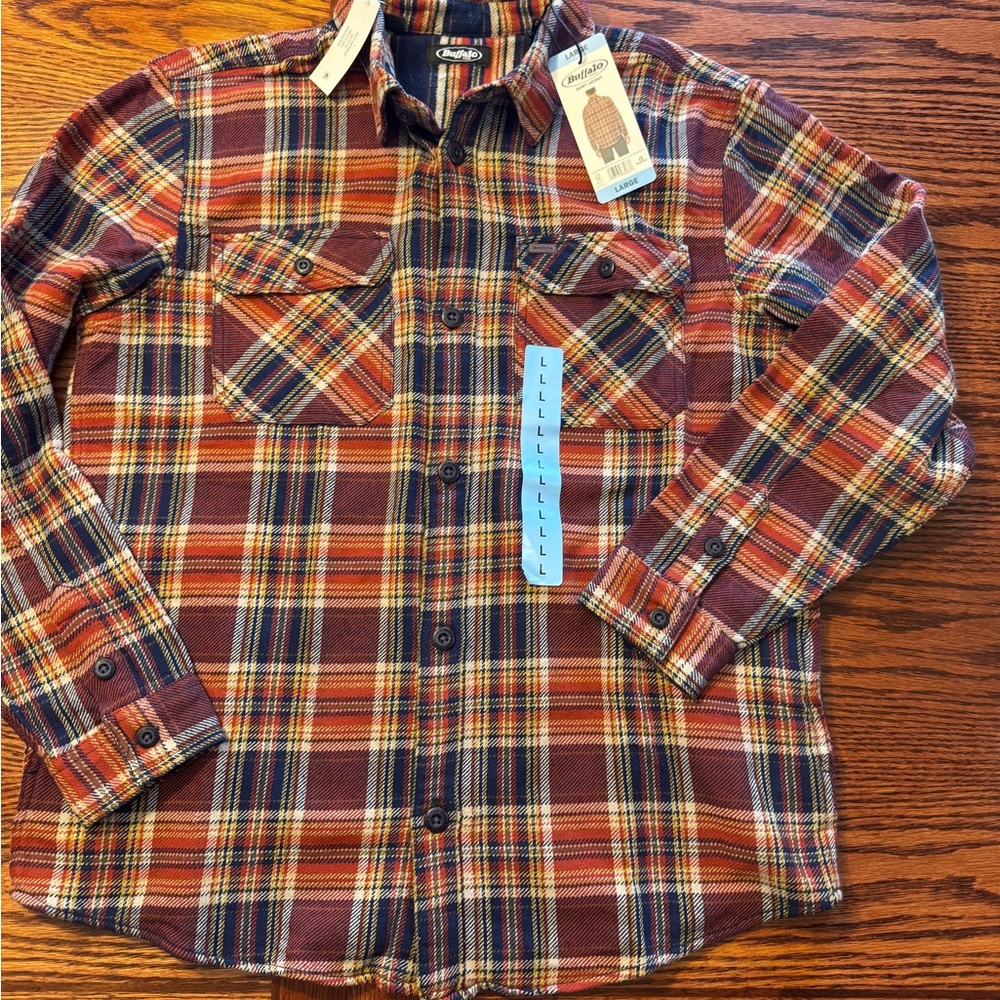 NWT-  Buffalo -  David Bitton Men's size Large - THICK Plaid Shirt